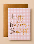Birthday | Happy Birthday Beautiful - Pink Check