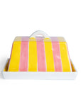 Noss | Large Butter Dish | Pink & Yellow Stripe