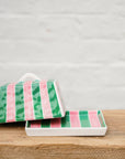 Noss | Large Butter Dish | Pink & Green Stripe