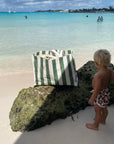 Carryall Beach Bag | The Vacay Olive Stripe