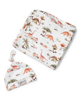 Baby Jersey Wrap & Beanie Set | Dino