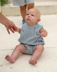 Brodie Romper | Cobalt Stripe
