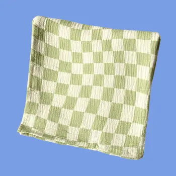 Organic Cotton Swaddle | Checked | Lime