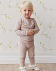 Jamie Kay | Organic Cotton Modal Long Sleeve Henley | Powder Pink Marle