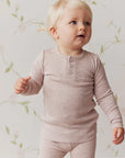 Jamie Kay | Organic Cotton Modal Long Sleeve Henley | Powder Pink Marle