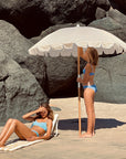 Beach Umbrella | Mango Bay Golden Mustard Stripe