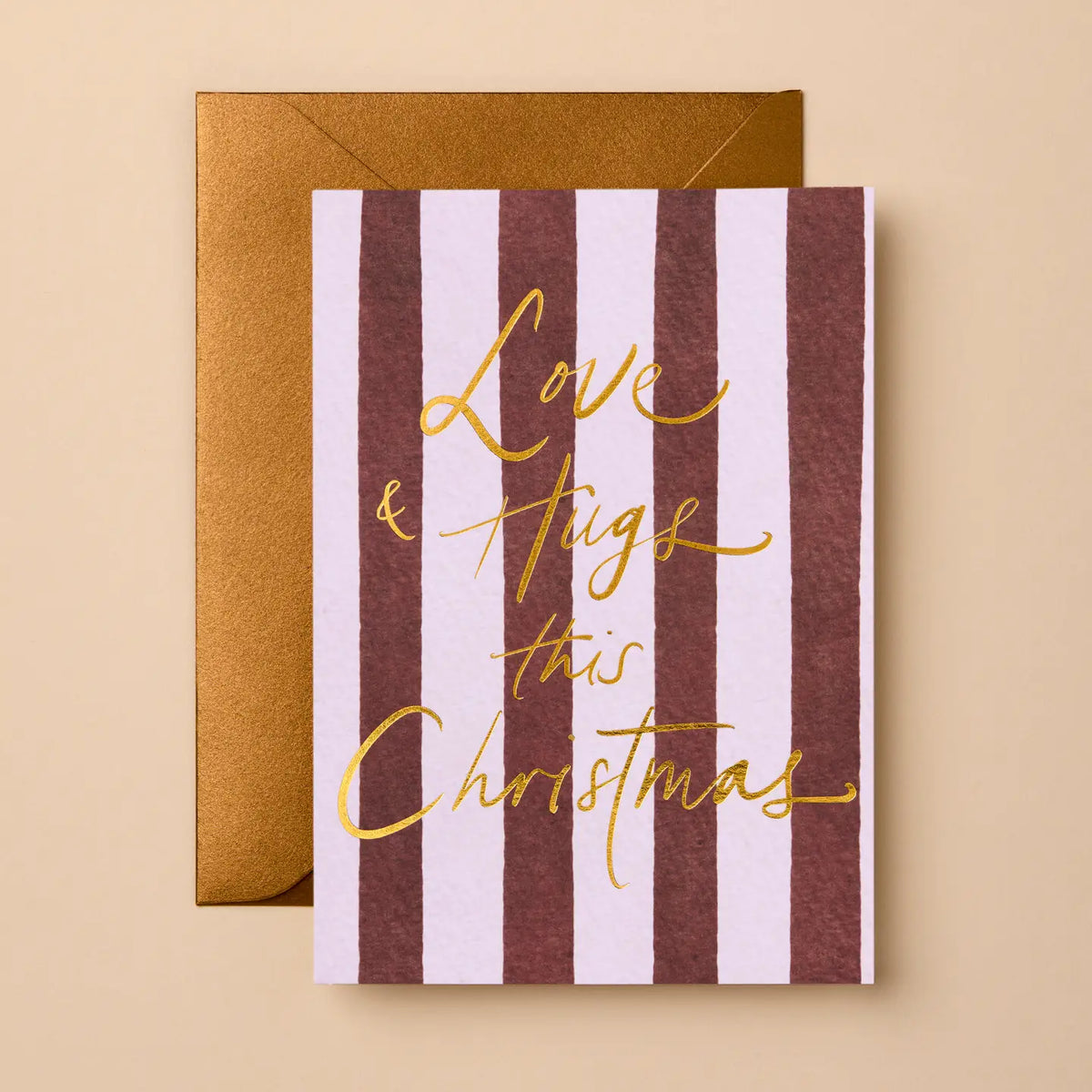 Christmas | Love &amp; Hugs this Christmas - Pink &amp; Burgundy Stripe