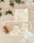 Merino Bonnet & Booties Set | Ivory